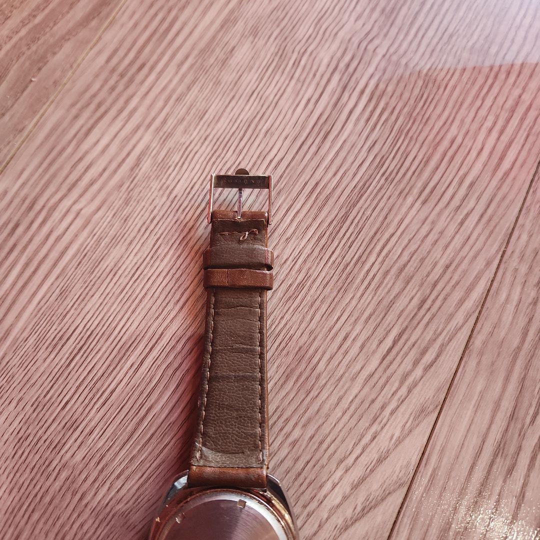 自動巻きアナログ時計 シルバー/ブラウン