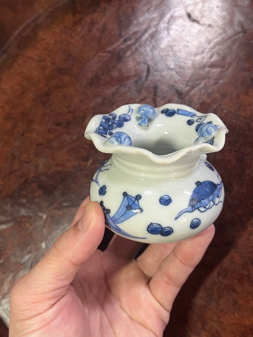 珍品　瀬戸　古伊万里　盃台　無傷完品　吉祥　染付　蕎麦猪口　そば猪口　民芸　民藝