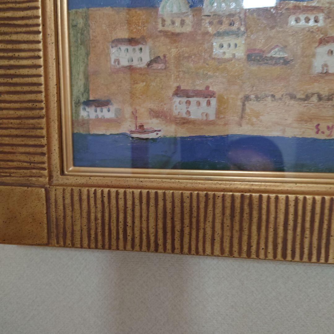 八幡三郎「ミコノス島(エーゲ海)」油彩SM 【真作保証】