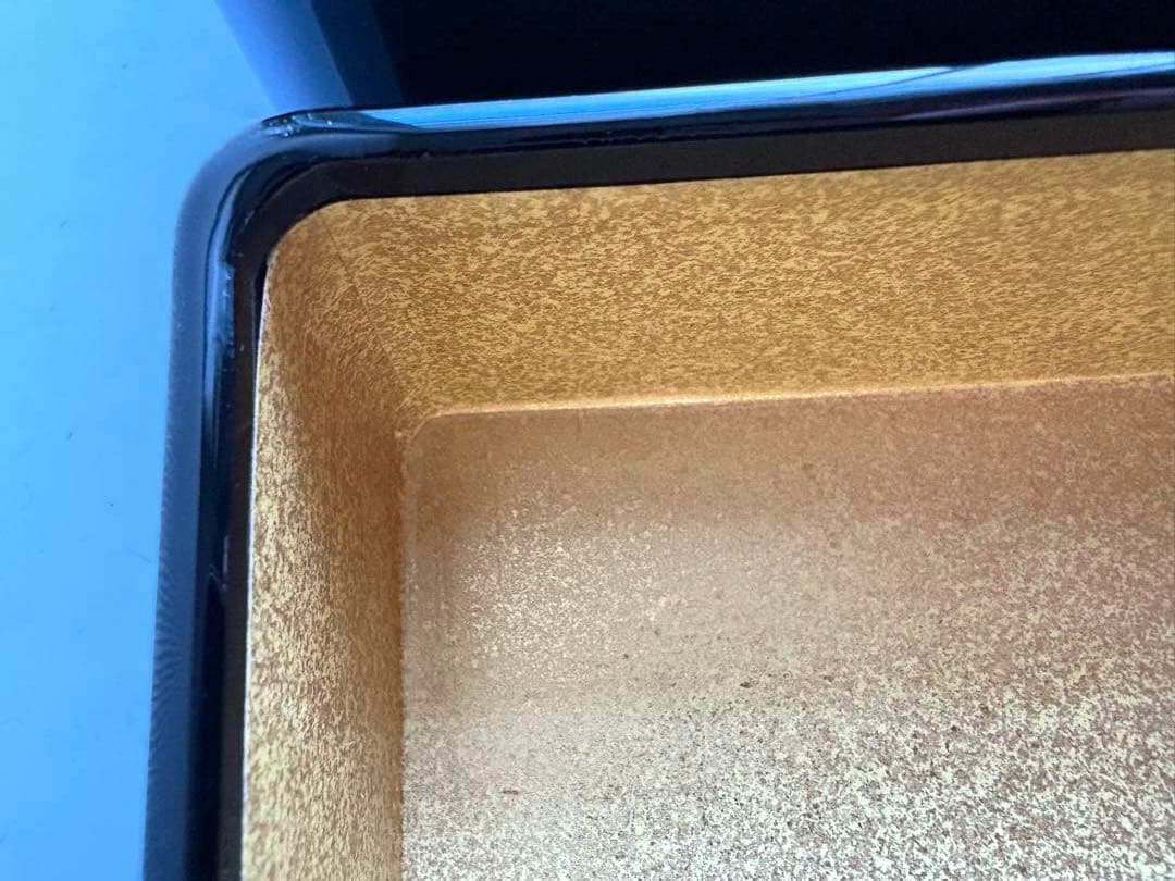 清仙作 黒塗り沈金文箱 牡丹孔雀柄 未使用に近い 箱・布付き和室 書道