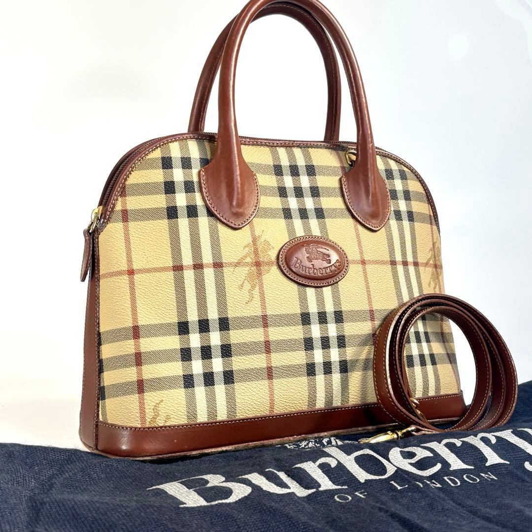 バーバリーズ ノバチェック 2WAY ハンドバッグ ショルダー PVC レザー