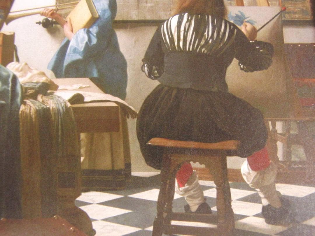 ヨハネス・フェルメール、「絵画芸術」、希少な画集の額装画