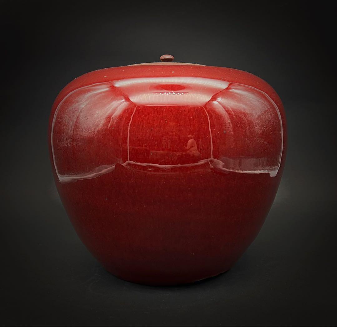 中国美術 古玩 紅釉壺 置物