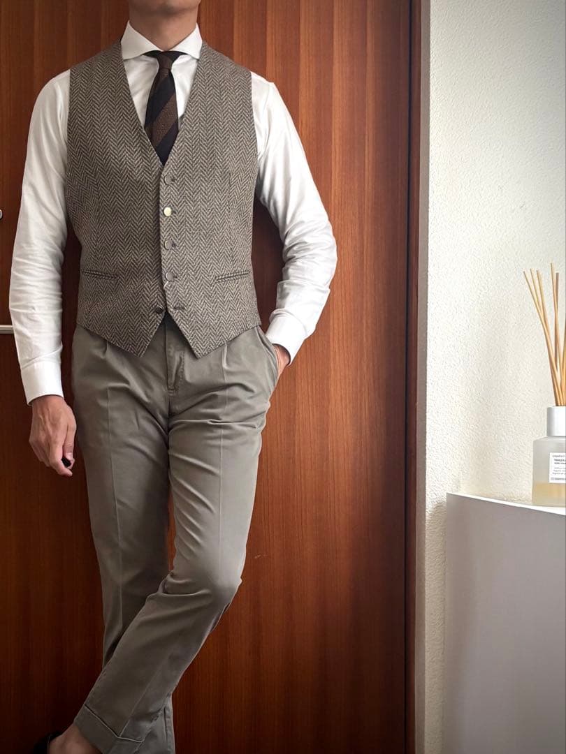 未使用 タリアトーレ カシミヤ混ウールベスト 48 グレージュ