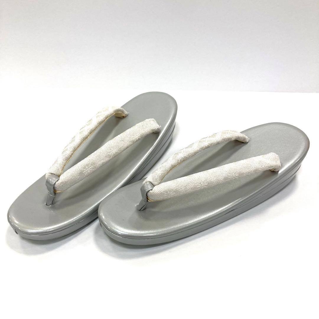 ☆新品未使用☆礼装用佐賀錦シルバー系草履バッグセット　フリーサイズ　N50