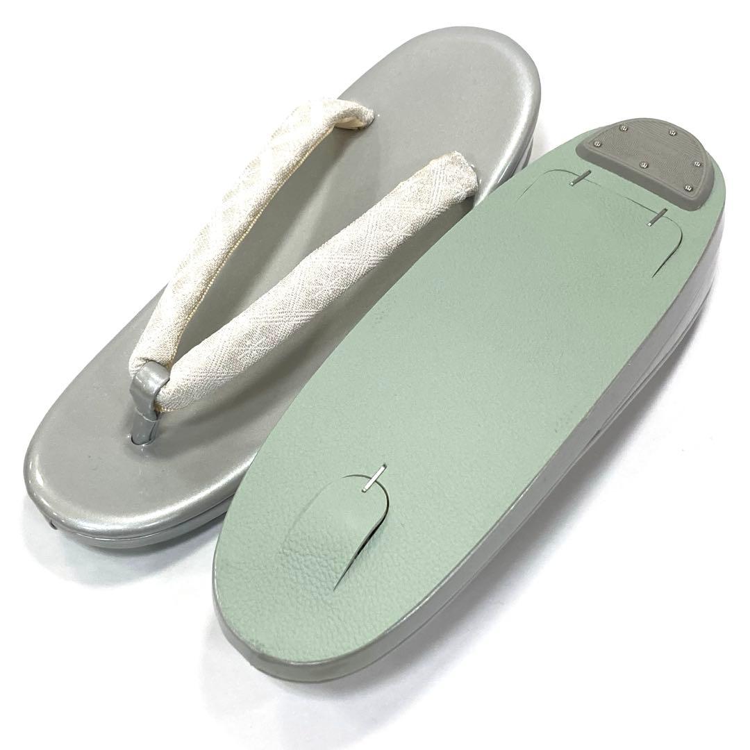 ☆新品未使用☆礼装用佐賀錦シルバー系草履バッグセット　フリーサイズ　N50