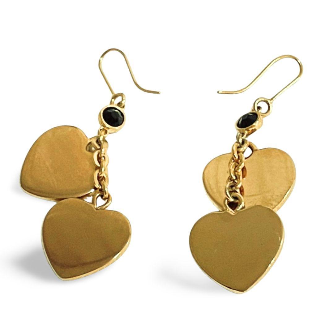 Christian Dior ハート ロゴ ピアス ゴールド ブラック 刻印