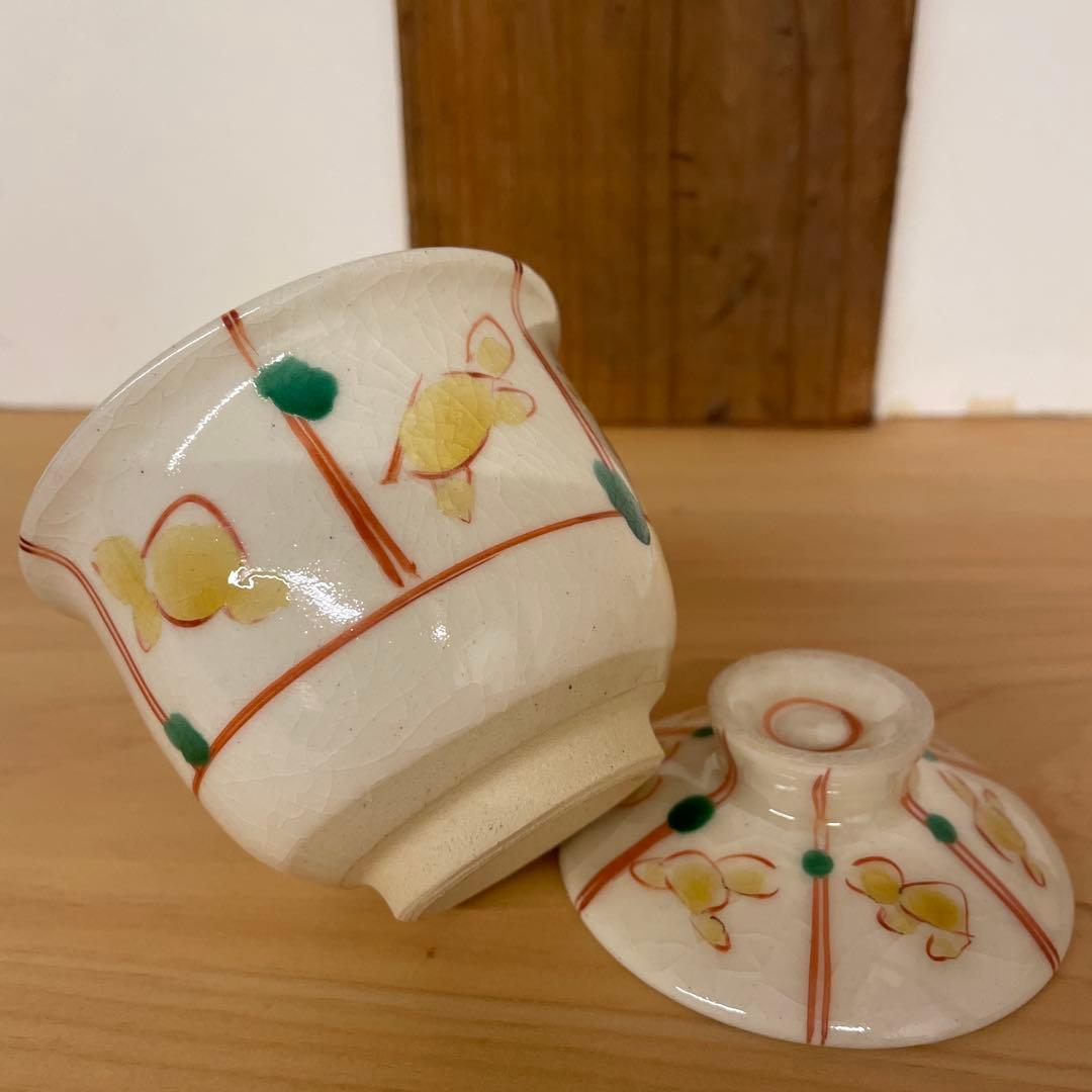 清水保孝 色絵亀文蓋物6客 共箱あり 父は人間国宝 清水