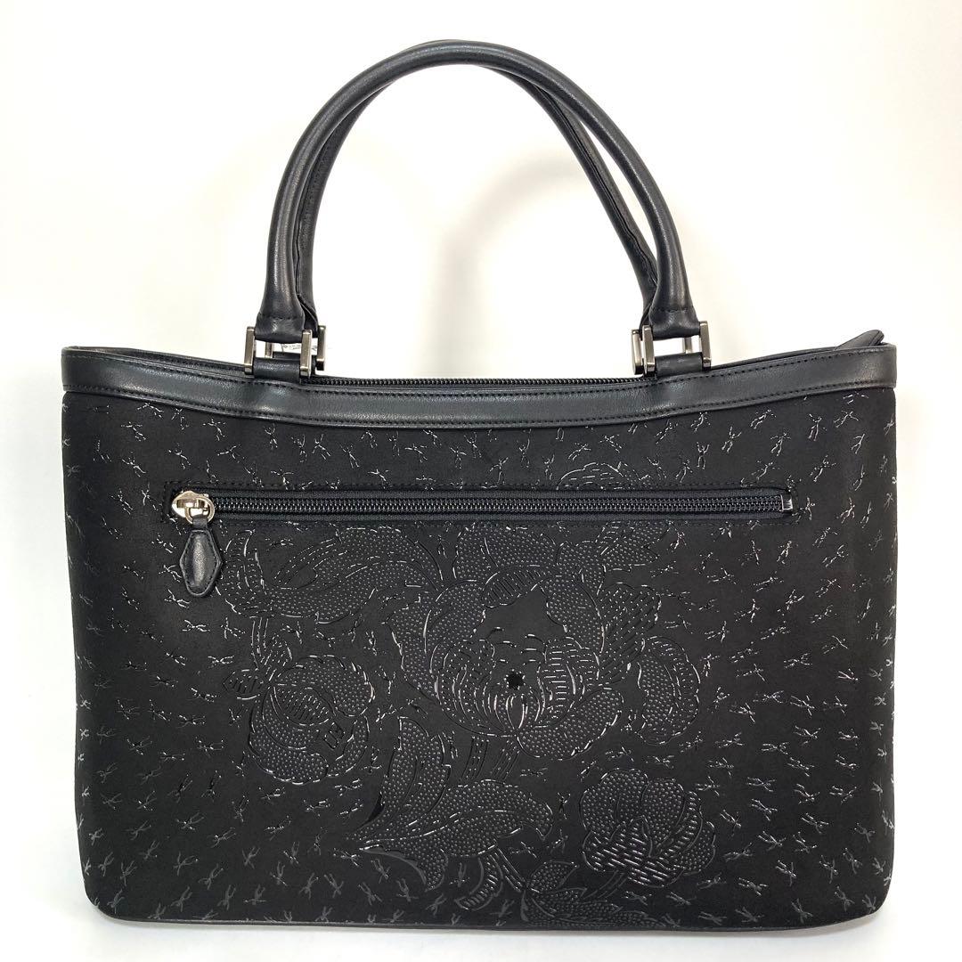 未使用品✨ 印傳屋 ハンドバッグ キャレー 甲州印伝 鹿革 漆 ブラック