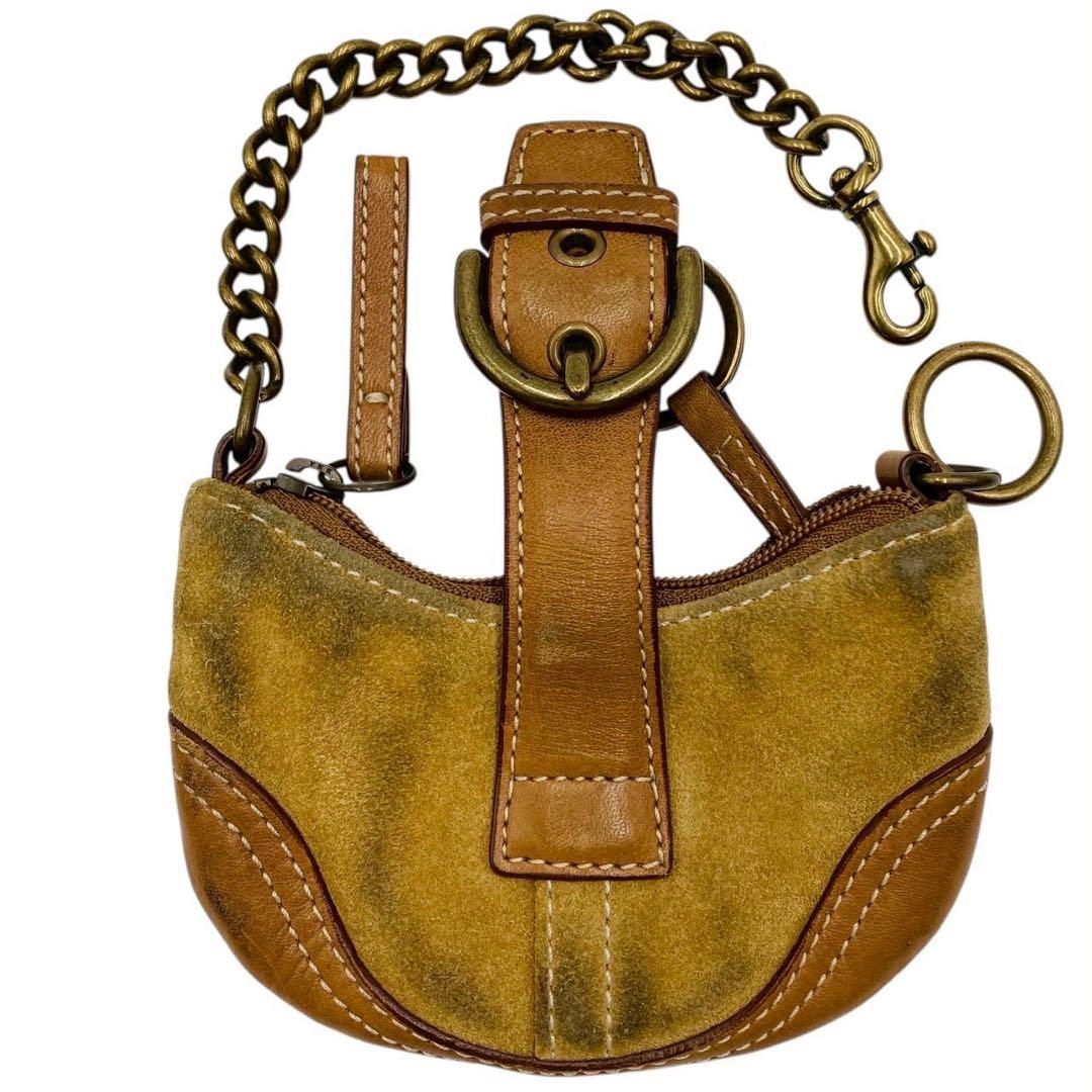 コーチ ケース スエード レザー ブラウン ソーホー キーホルダー