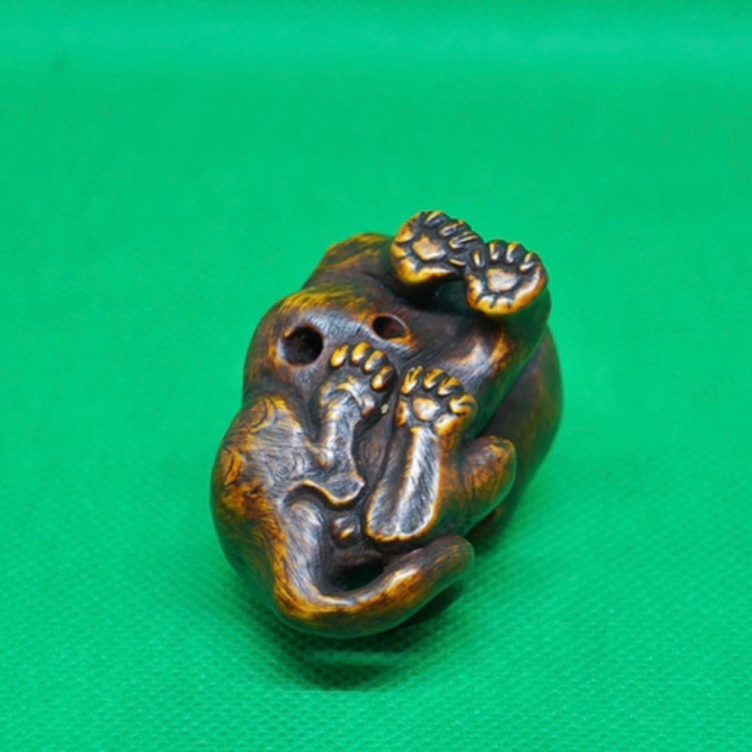 木製 虎根付 根付(netsuke)】 木製トラの根付 正直作 江戸時代 根付
