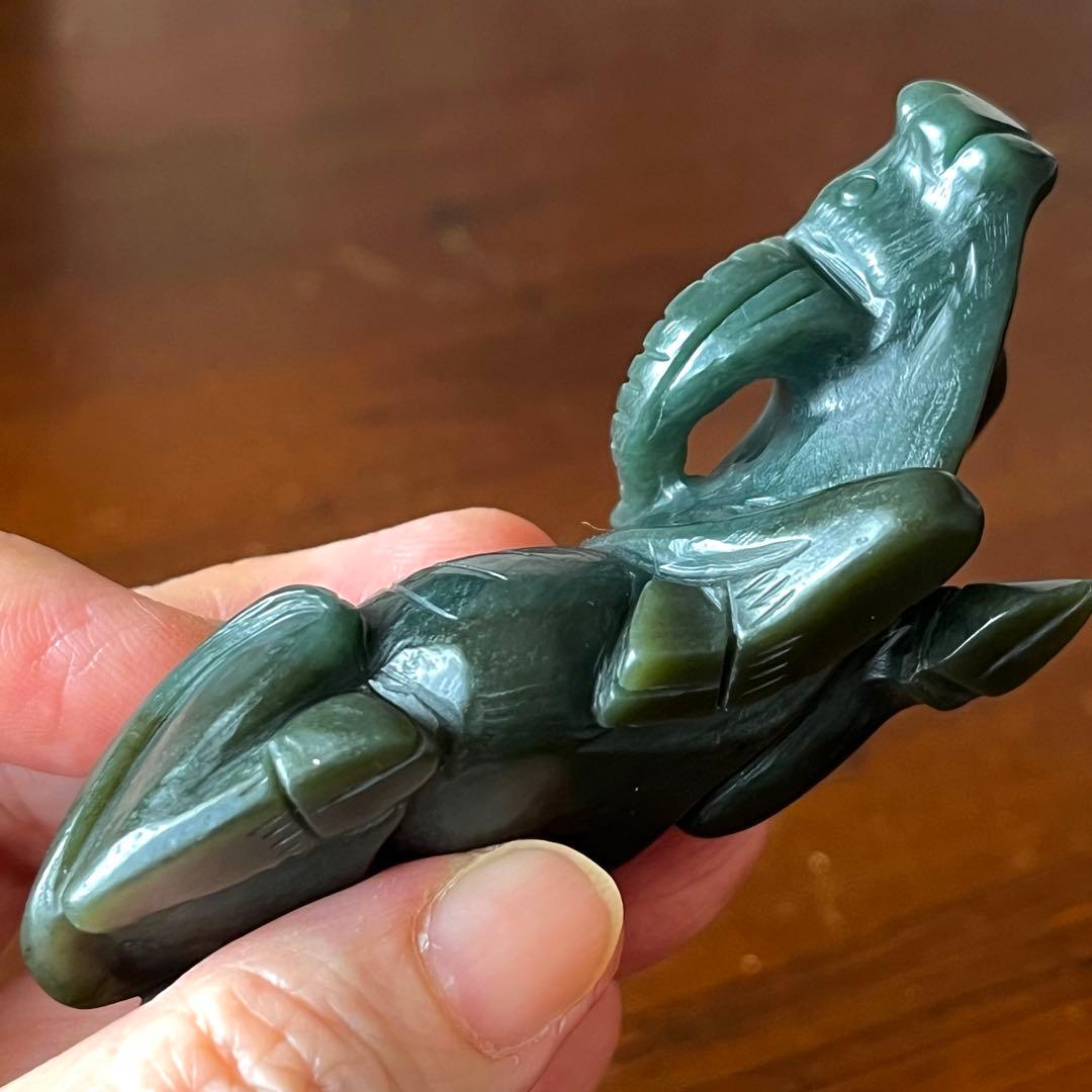 和田玉 緑玉 古翡翠 72.28g 彫刻 牛 ネフライト 軟玉 アンティーク