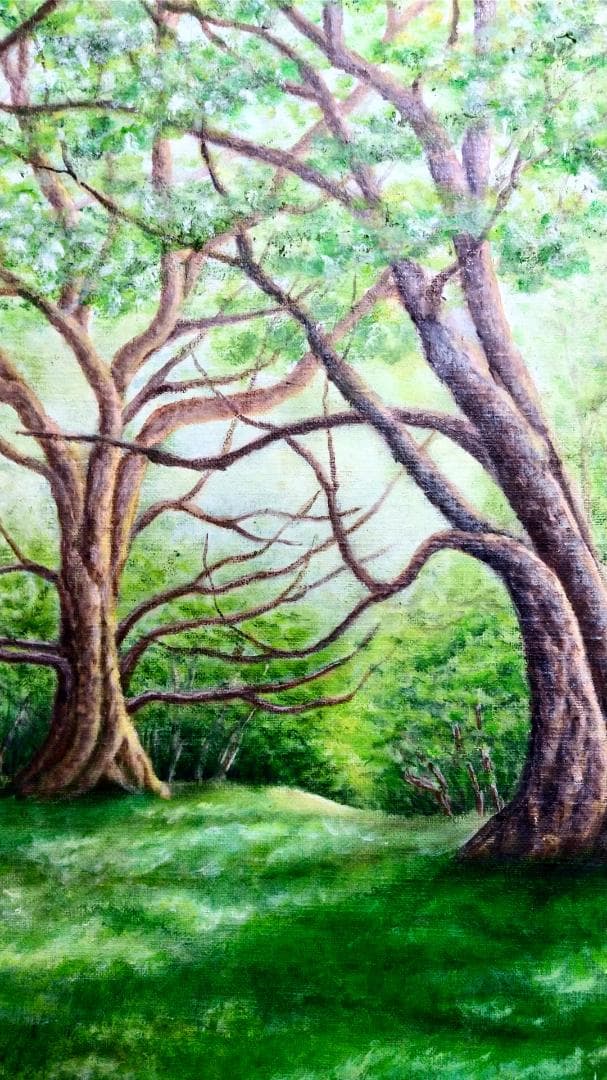 「公園の風」F20油彩画 油絵 絵画 風景画 原画