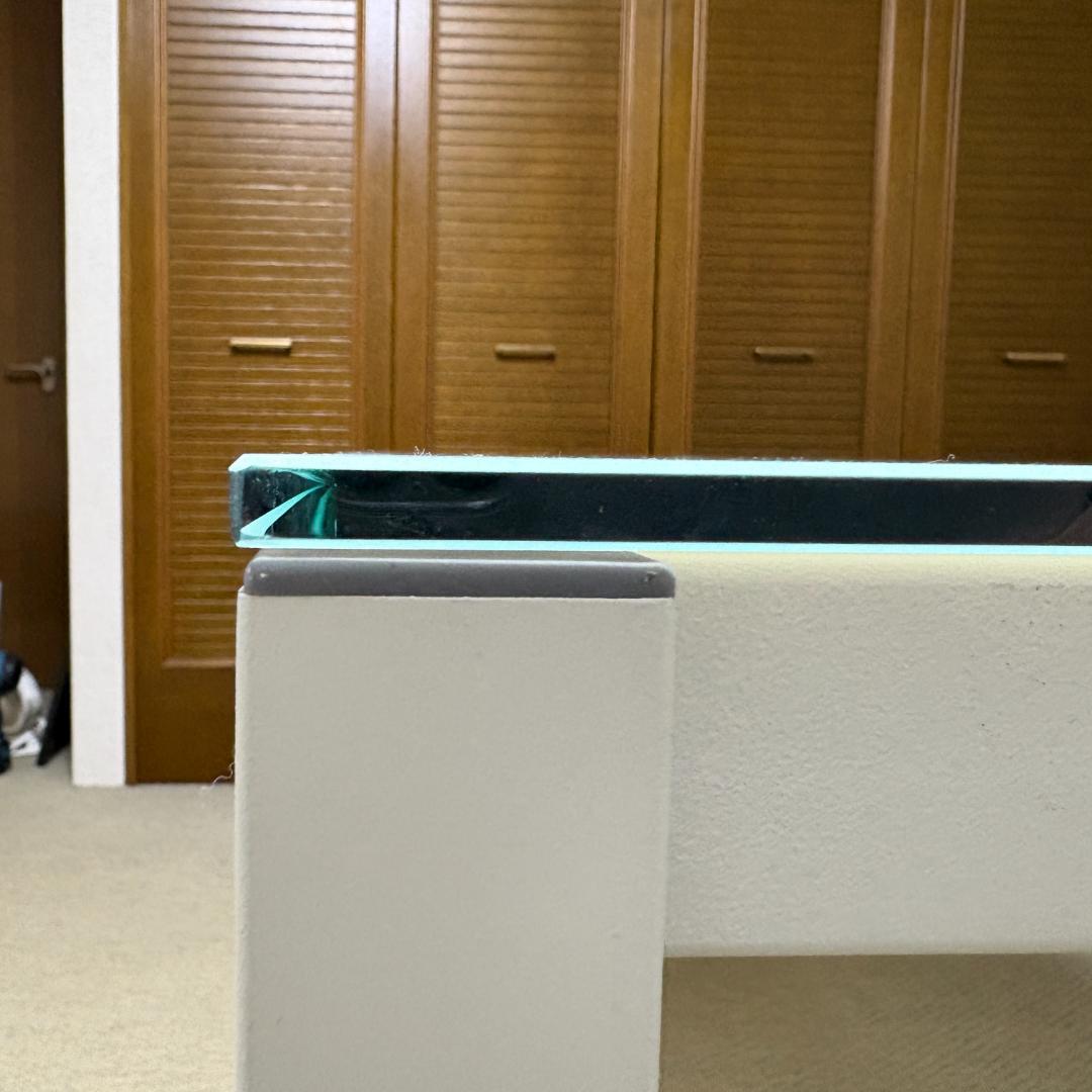 ガラス天板テーブル 150cm幅 奥行75cm ダイニングテーブル　白