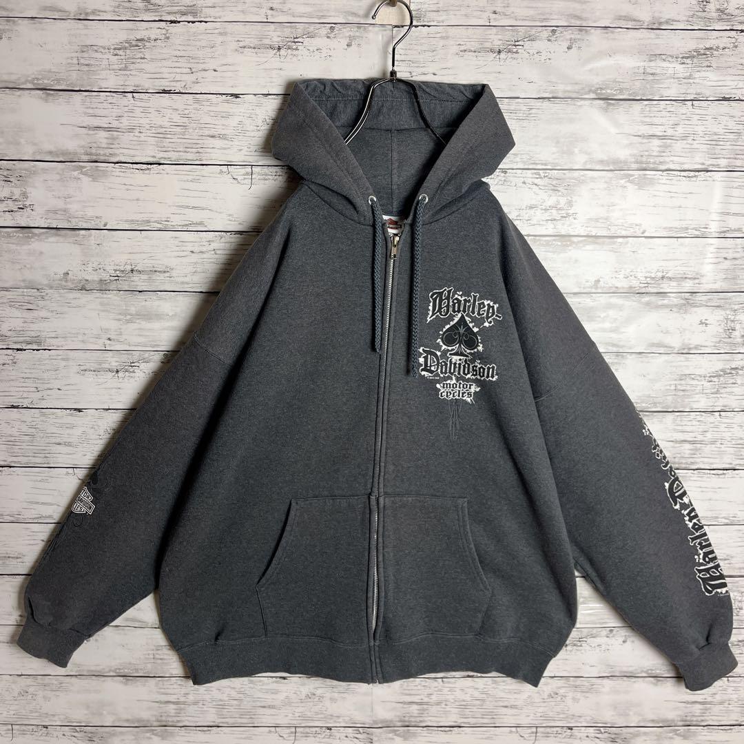 ハーレーダビッドソン◎フルジップ XL スペード柄 パーカー D284
