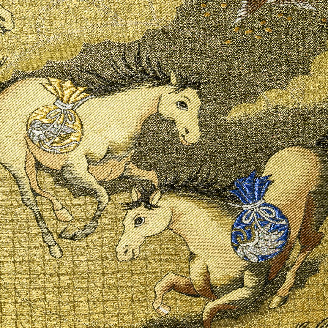 掛軸-1701　富士来寶上駒　高級西陣織　安江政敏原画　太巻　二重箱