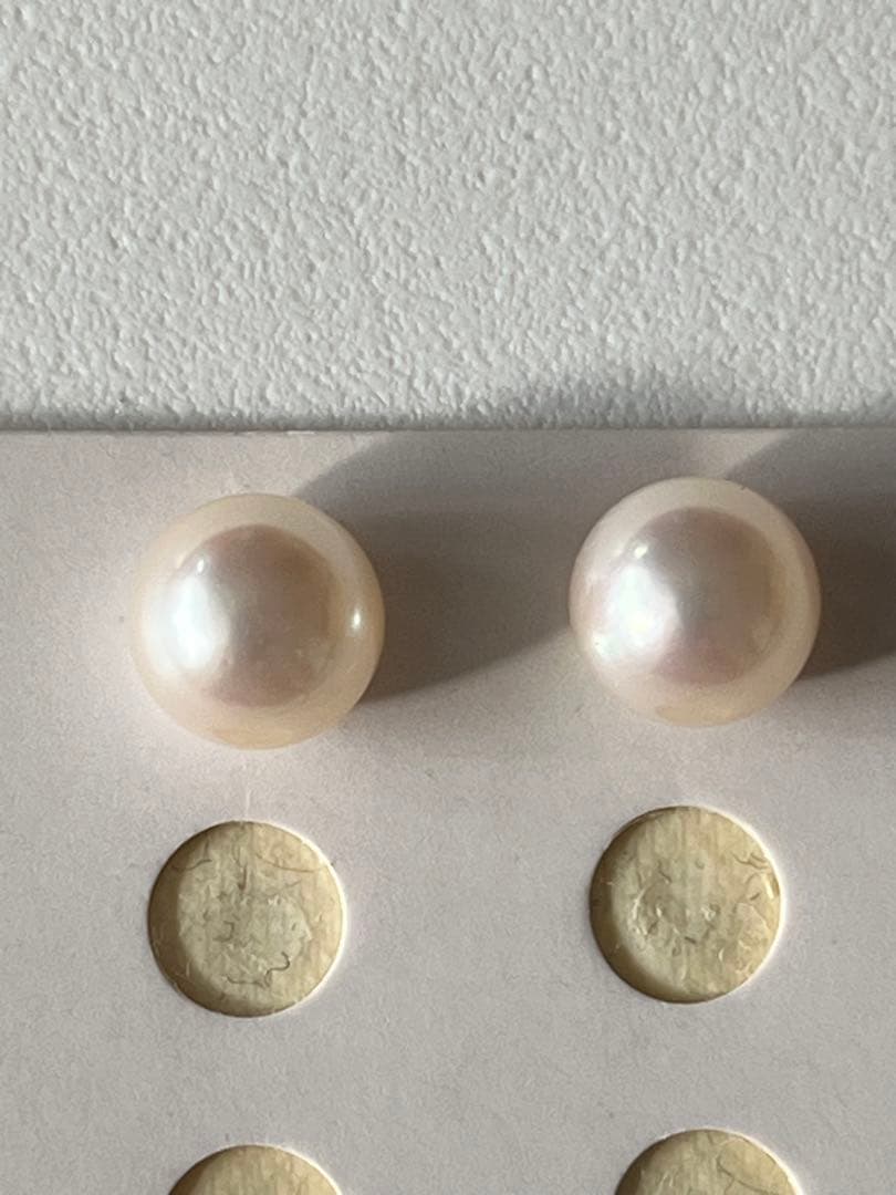 あこや真珠①片穴　9.0~9.5mm 2珠　本真珠　アコヤ　ルース パール