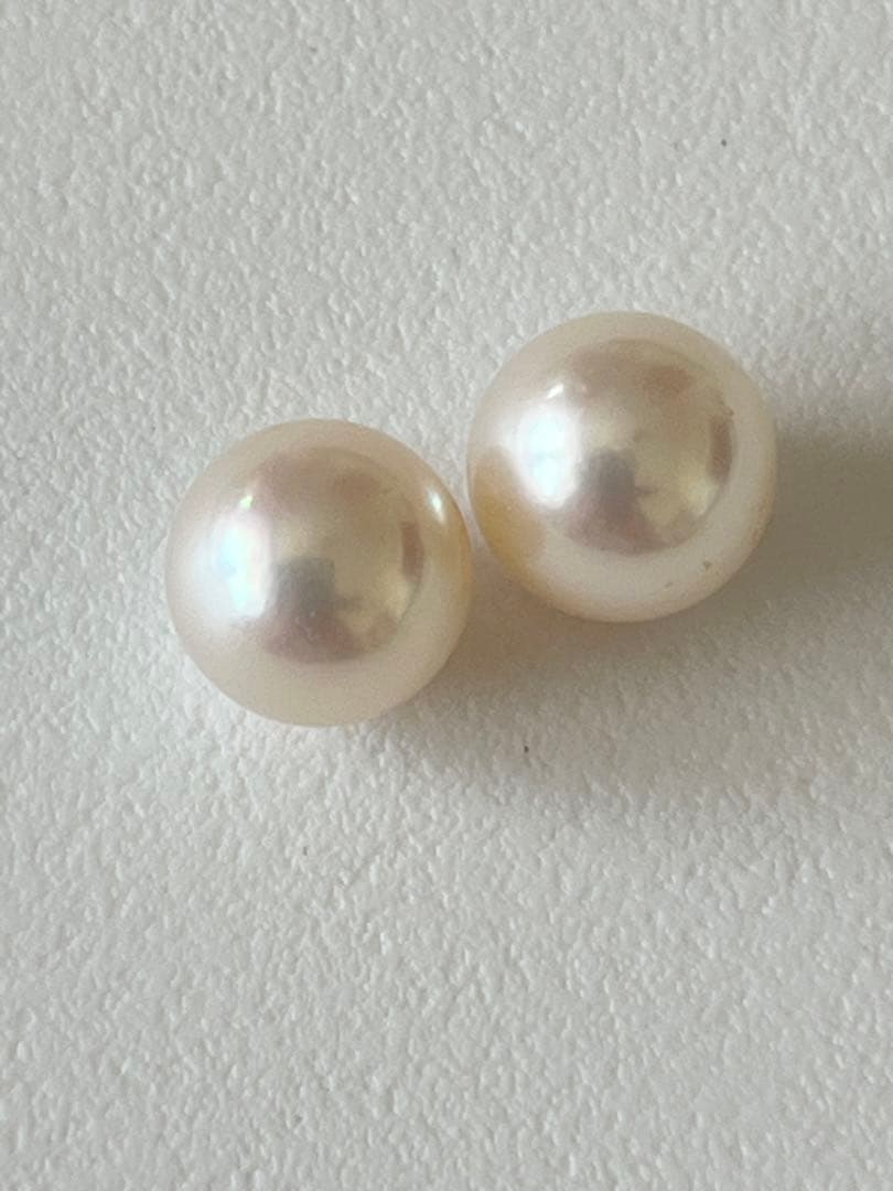 あこや真珠①片穴　9.0~9.5mm 2珠　本真珠　アコヤ　ルース パール