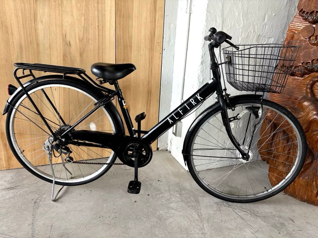 ALFIRK（アルフィルク） シティサイクル ブラック 27インチ カゴ荷台付き
