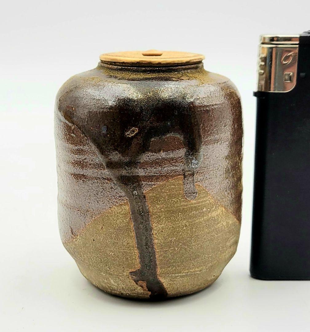 茶道具 時代物 瀬戸焼 茶入 時代仕服 合わせ箱、美術品