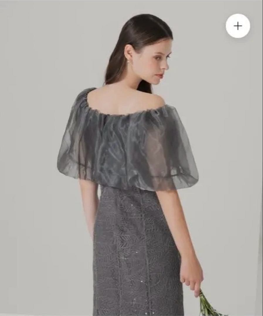 LEJA 2WAYオフショルダーパフスリーブドレス グレー