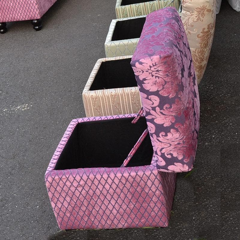 値下げ！ ロココ調 ローズファブリックスツール 収納 パープルピンク 便利