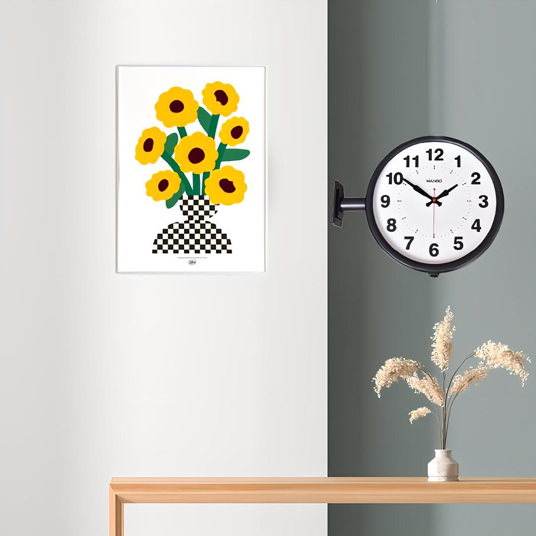 両面掛け時計ｍａｎｂｏ 両面掛時計－文字盤直径27CM 非電波 (ブラック)