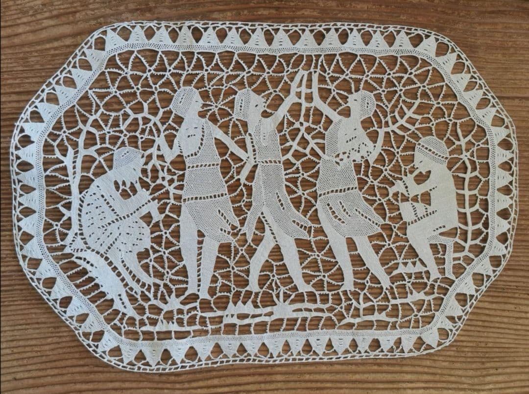 アンティークイタリア ポワンドヴェニスレース 花紋 柔らかな漁師の網