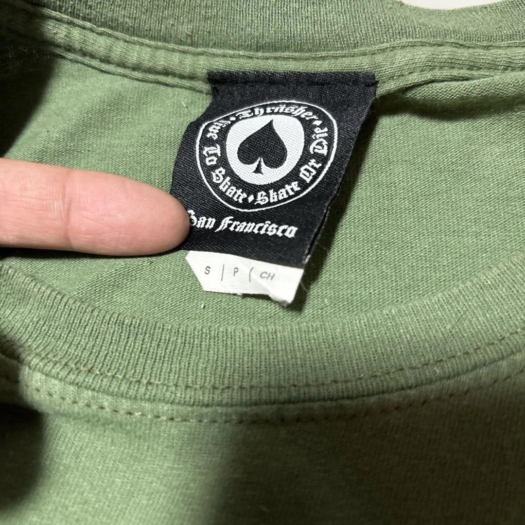 THRASHER ストリート オリーブグリーン Tシャツ ポーカーズつかさ着用
