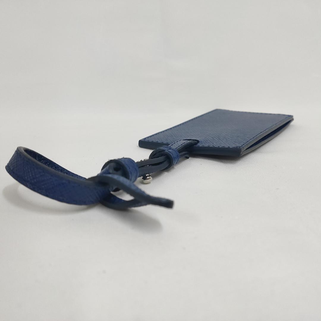 ○☆新品 未使用 プラダ サフィアーノレザー ラゲッジタグ ネイビー