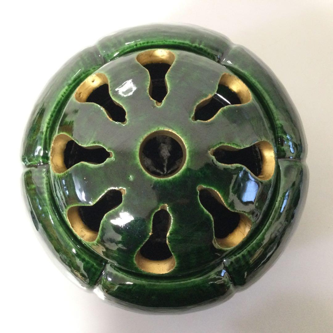 楽焼 青楽 手焙火鉢 手炙 川崎和楽作 香炉 茶道具 炉道具 供箱