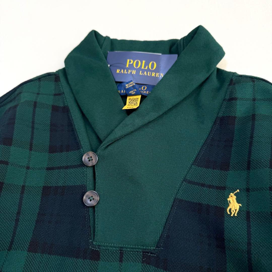 新品✨ポロラルフローレン　ブラックウォッチスウェット　ショールカラー　M