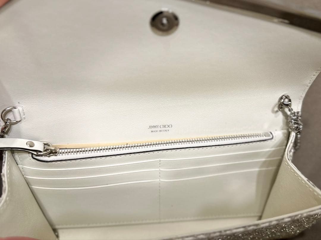 JIMMY CHOO シルバー グリッター クラッチバッグ