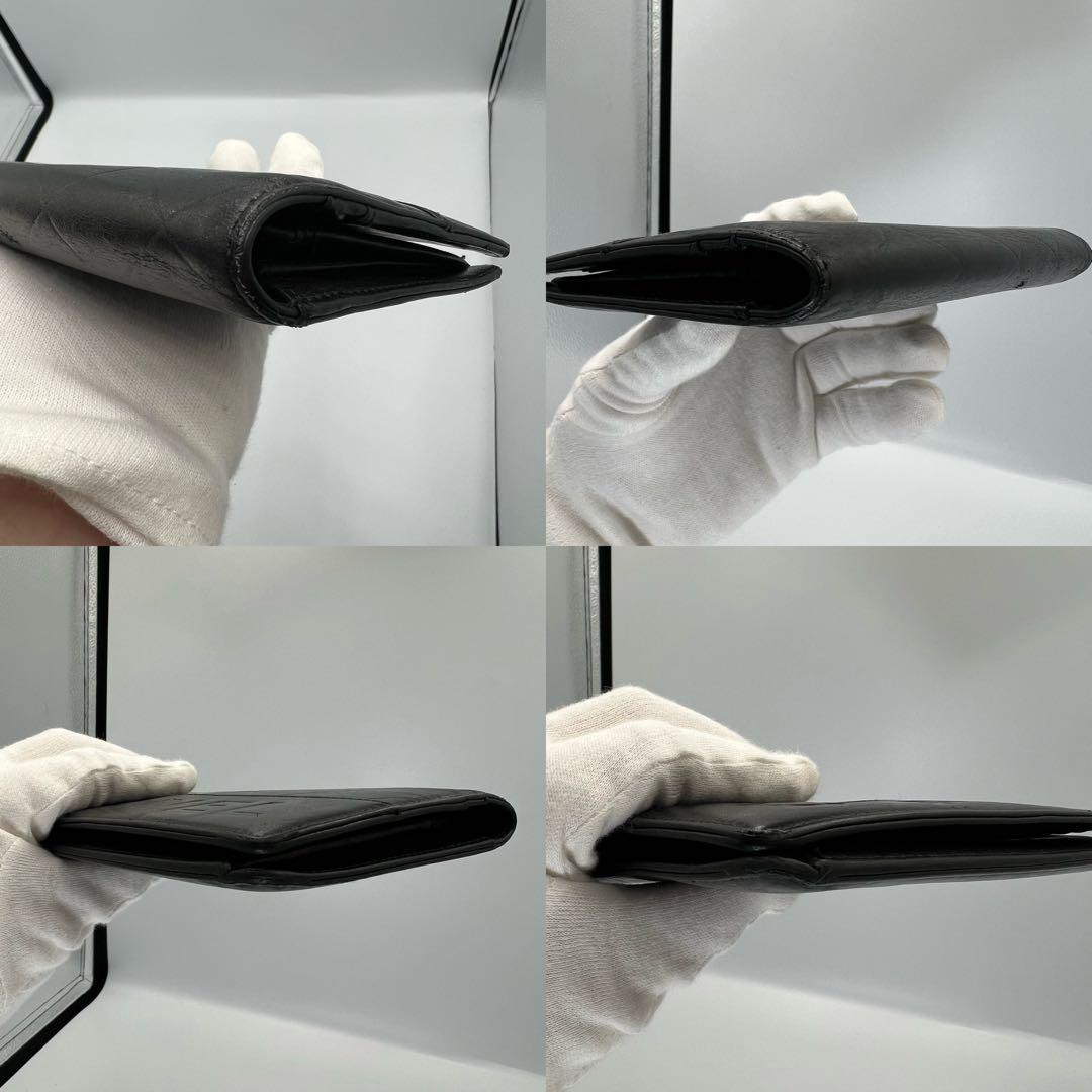 CHANEL マトラッセ ラムスキン ビッグロゴ 二つ折り長財布 黒