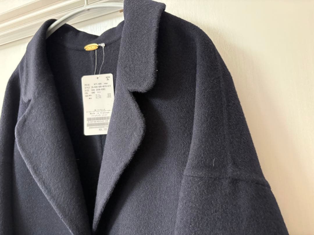 びすけ様専用☆未使用☆ウールアンゴラ リバーコート ネイビー 36