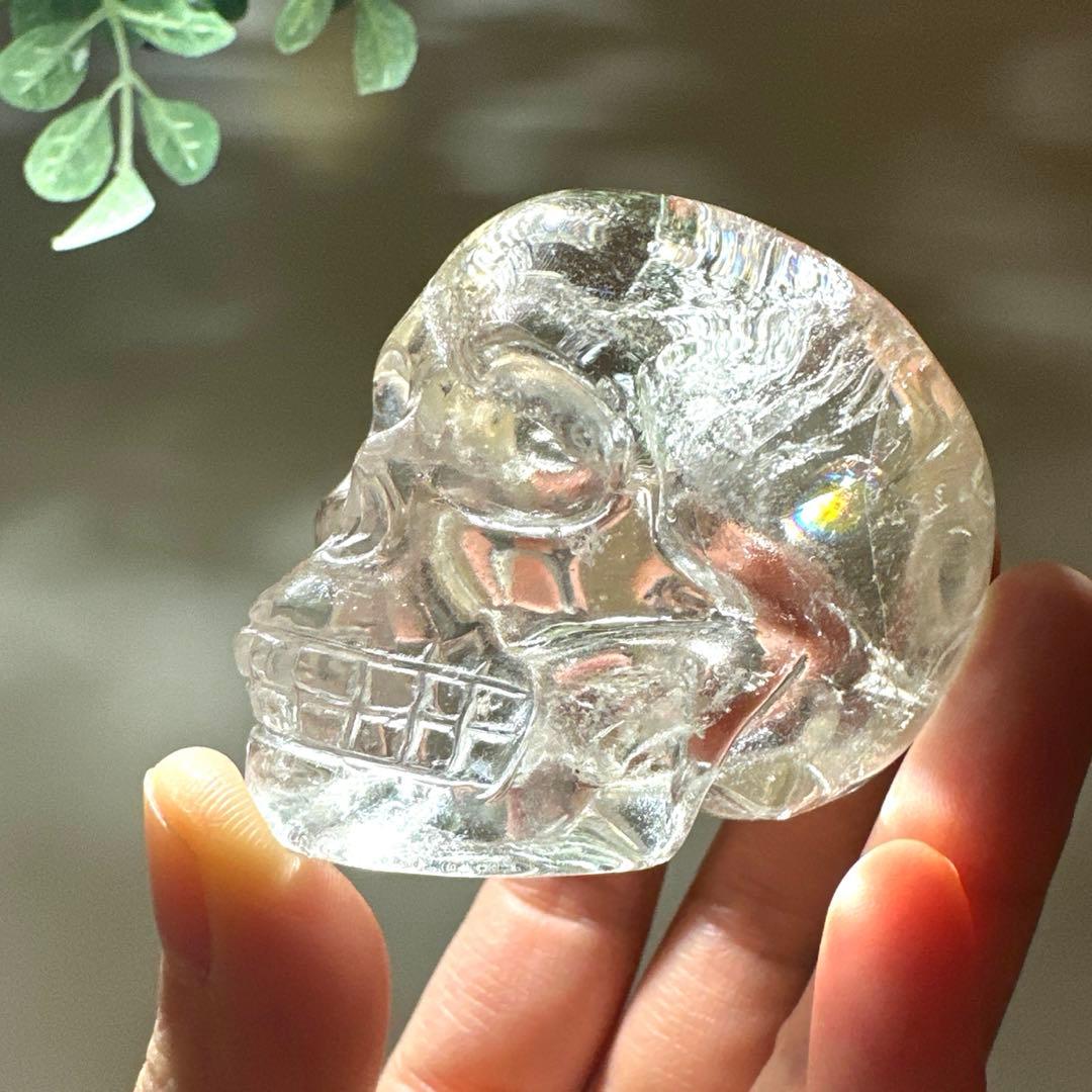 スカル　クリスタル　虹　クリアクォーツ　アイリス　水晶　163.6g 天然石