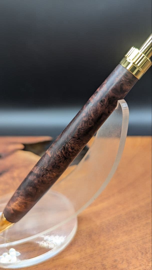 566極上　ホンジュラスローズウッド　瘤杢　木軸シャーペン　ボールペン