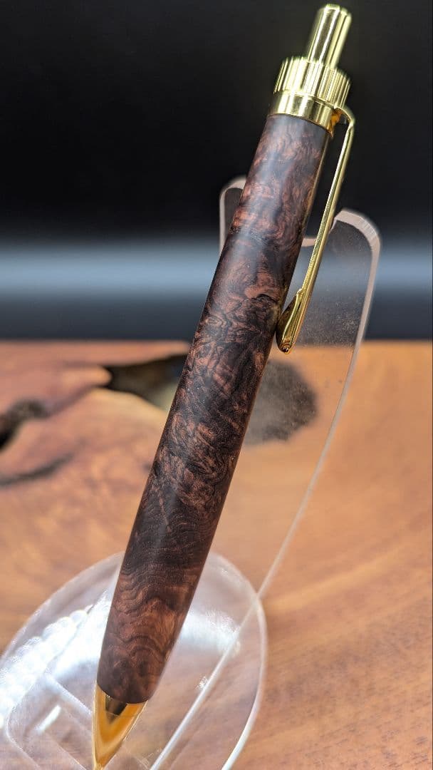 566極上　ホンジュラスローズウッド　瘤杢　木軸シャーペン　ボールペン