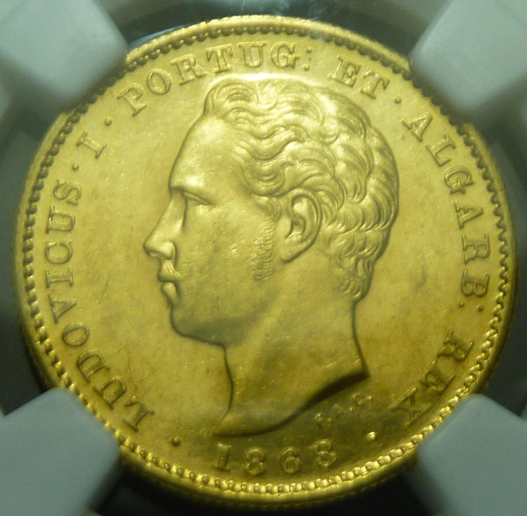 NGC-MS61 金貨 ポルトガル 5000レイス 1889 ルイス1世