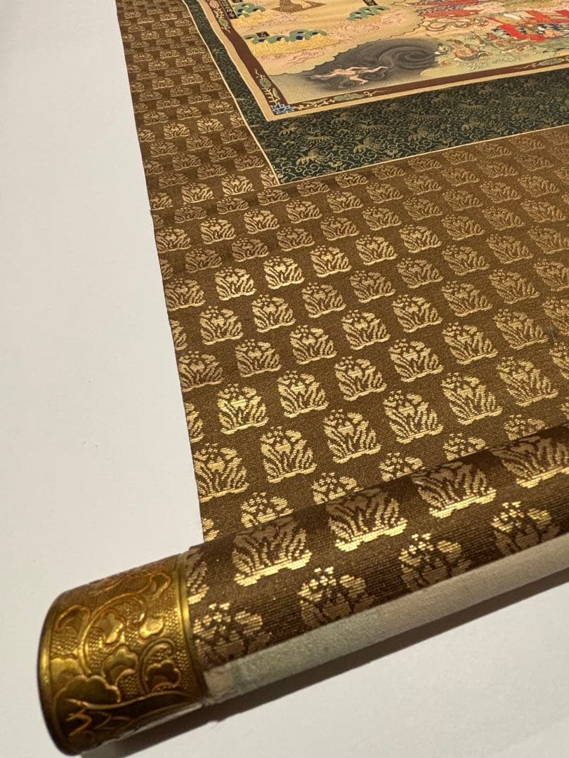 「極彩色木版 水天図」木版画 掛軸 1幅|仏教美術 仏画 江戸時代 真言宗