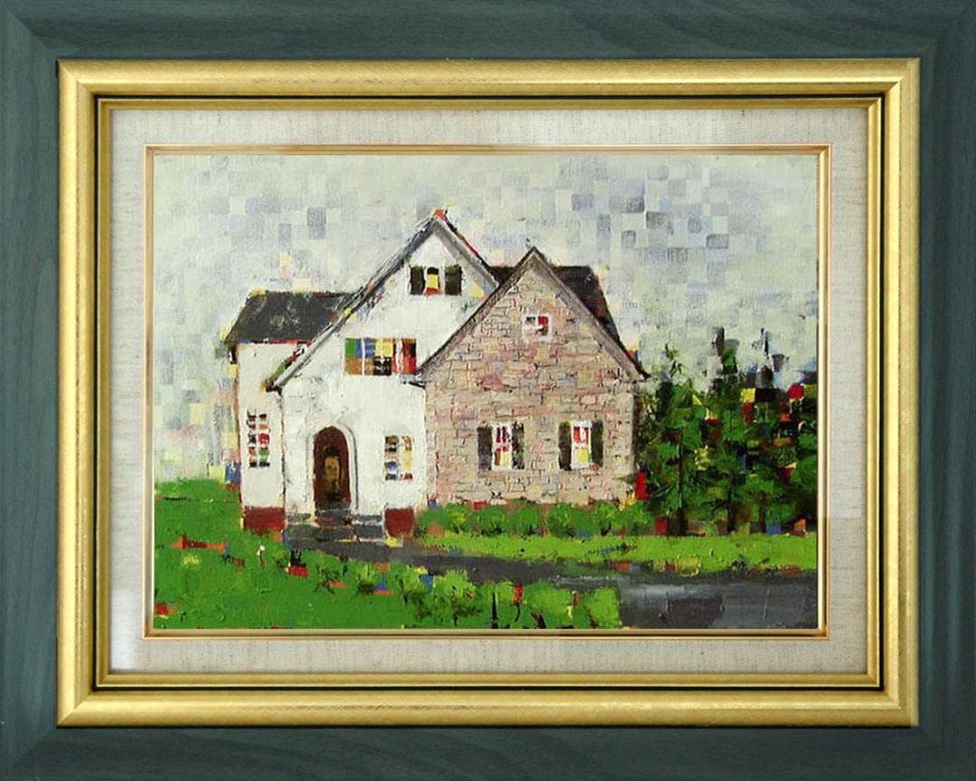 油絵 菅家令子 絵 絵画 インテリア 額付(黒) uF6-062303 風景