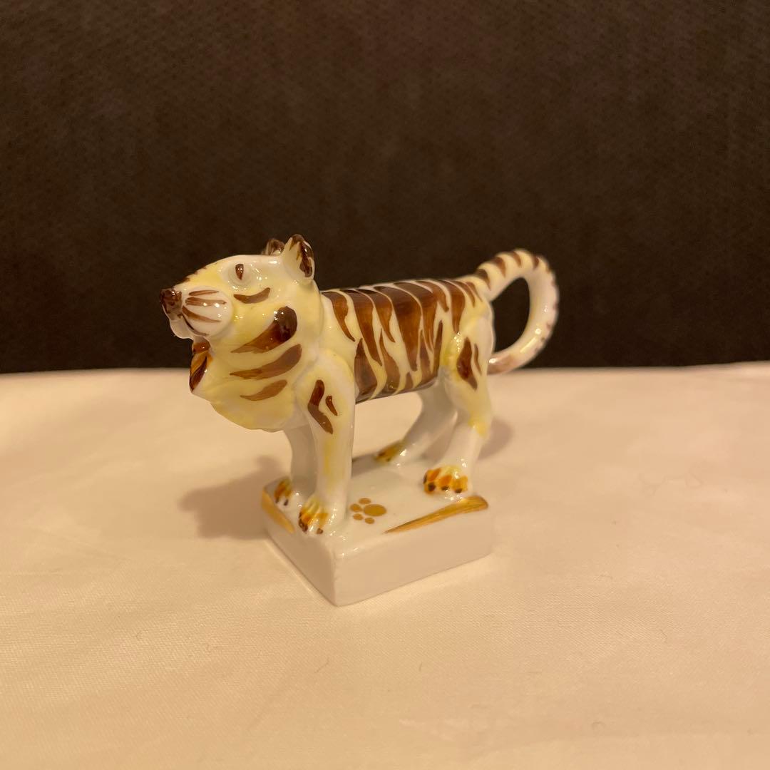 かずお⭐︎マイセン置物⭐︎寅とらフィギュア干支シリーズ手びねりMeissen マイセン 置物□トラ オレンジ フィギュリン 7cm 干支シリーズ 寅 虎