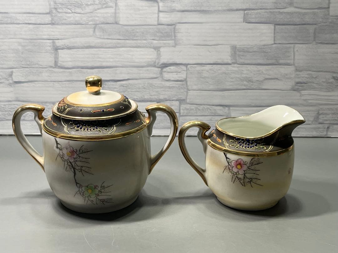 大正〜昭和初期　輸出向　九谷焼　ティーポット　シュガーポット　ミルクピッチャー
