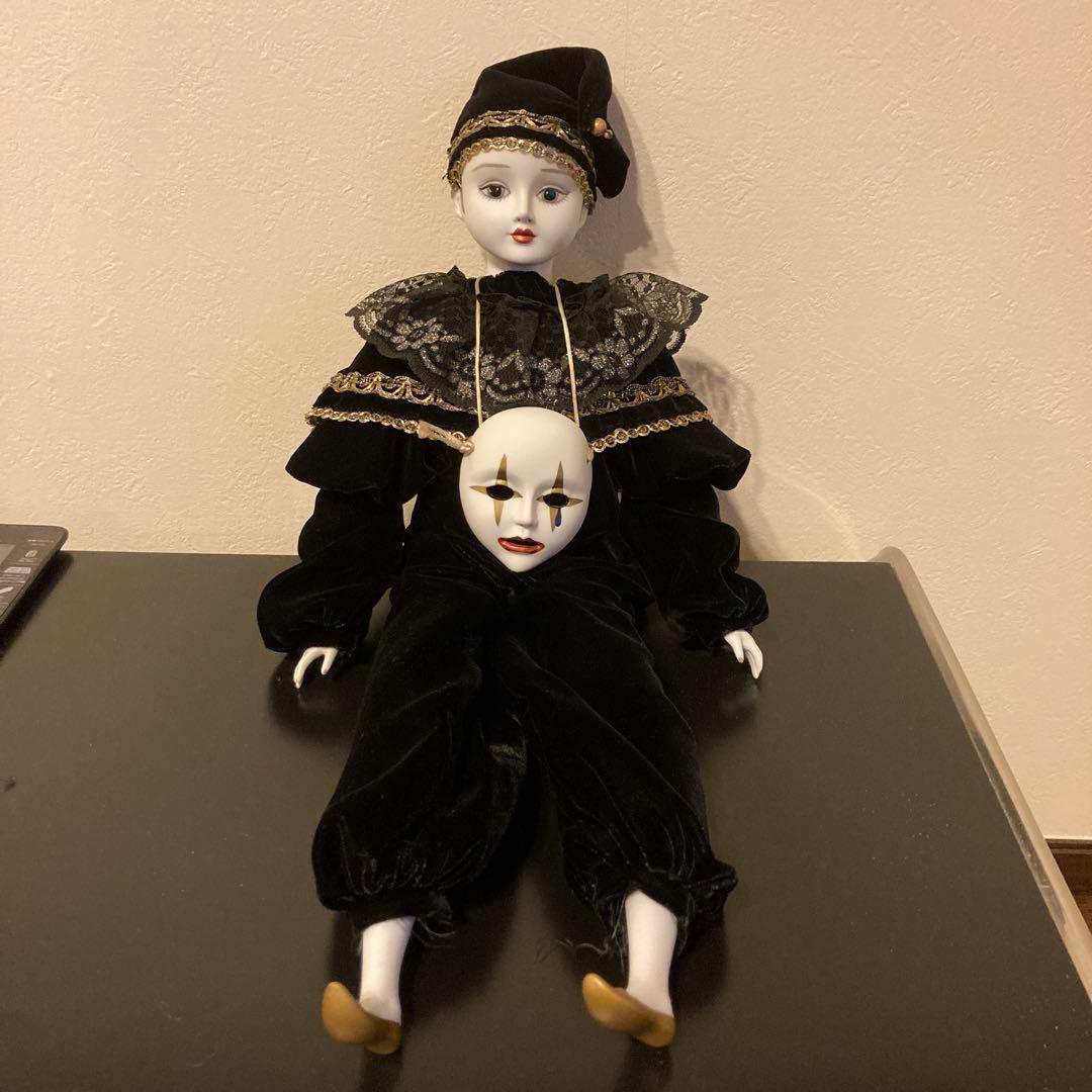 ビスクドール 仮面 道化師ピエロ 人形 インテリア 置物 - メルカリ
