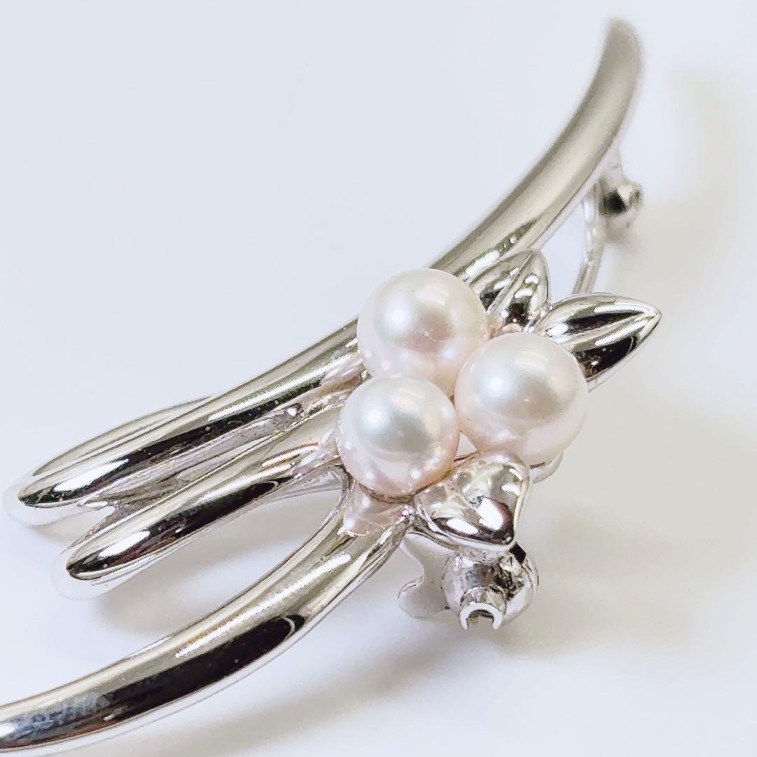 希少 ミキモト パール ブローチ アコヤ 4.5〜5.0mm NHK シルバー
