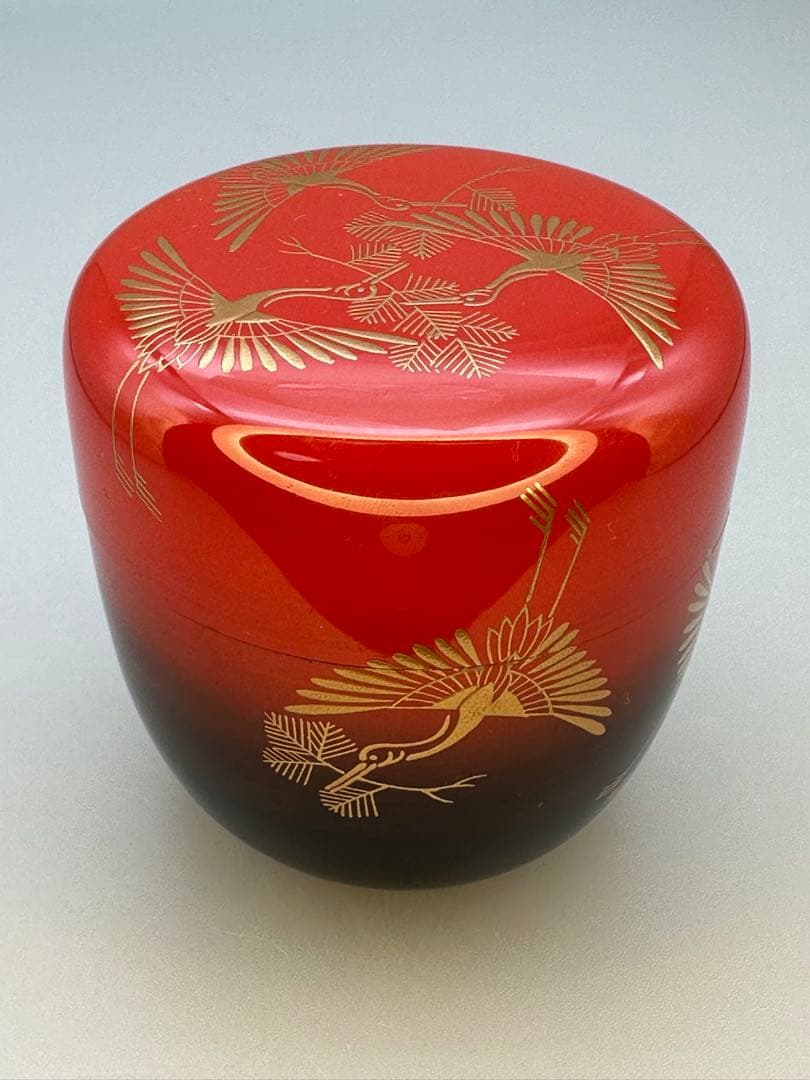 中古】讃岐後藤塗 松葉ノ画尻張棗 堀内宗完書付（共箱）USED〈税込