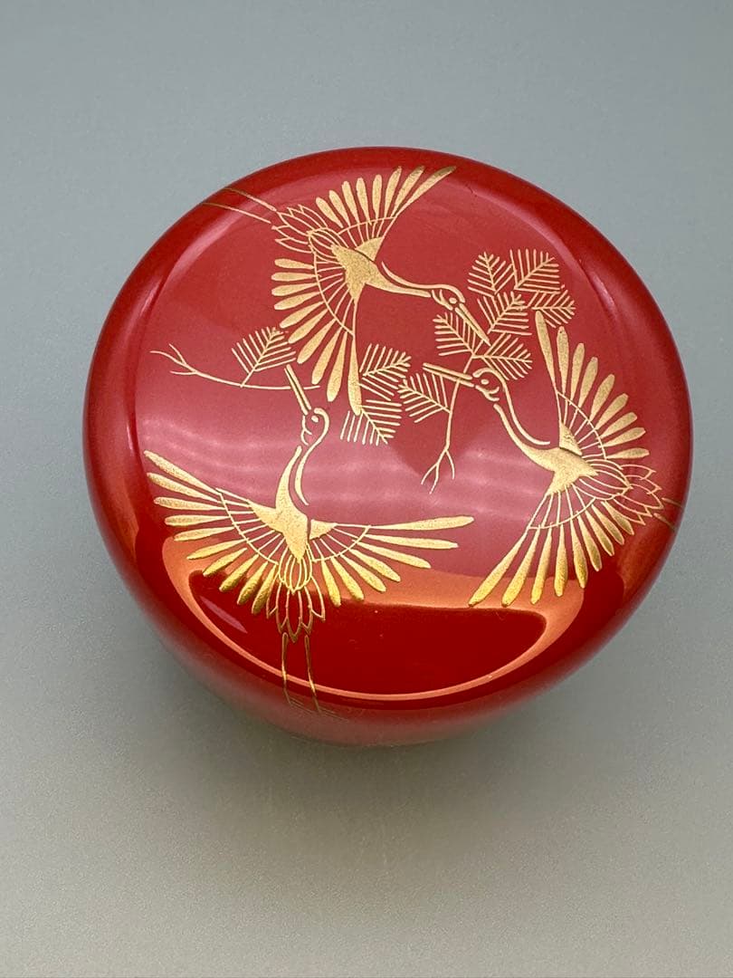 中古】讃岐後藤塗 松葉ノ画尻張棗 堀内宗完書付（共箱）USED〈税込