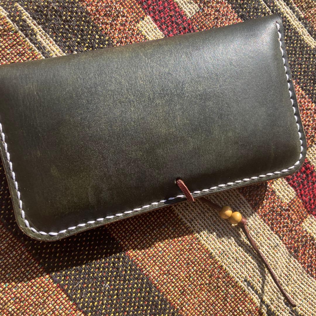 手巻きタバコポーチ　シャグポーチ　本革　手染め　手縫い