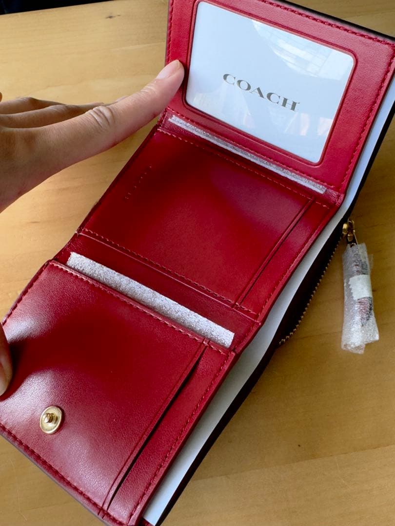 新品！】COACH / コーチ 財布 ブラウン×レッド： 7331 IMRVQ