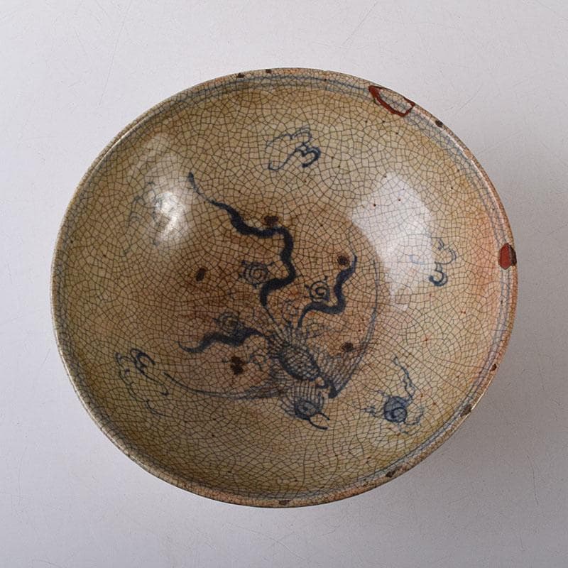 茶道具 瀬戸焼 古瀬戸 染付鳳凰文 平茶碗 鉢 C R8598H - メルカリ